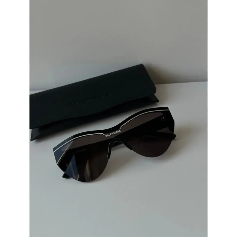 NEW Balenciaga BB0004S Ski Shield Sunglasses in Black - Picture 3 of 8